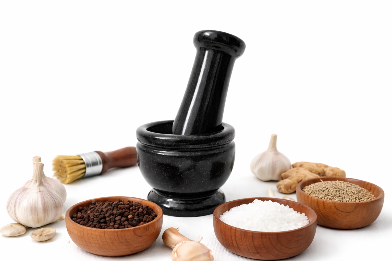 Anketras Pure Granite Mortar & Pestle | Heavy Polished Stone Khalbatta | Okhli Musal | Imam Dasta | Garlic, Ginger, Masala & Herb Crusher | Traditional Spice Grinder (4 inch)